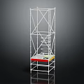 Modern White Metal Display Shelf With Ladder Design And Colored Platforms