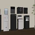 Various Modern Style Water Dispensers In Home Interior With Wooden Floor And Plant