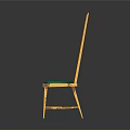 Stylish Yellow Frame Chair With Green Padded Seat For Modern Home Decor