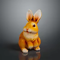 Orange Rabbit Plush Toy With Big Ears Sitting On Dark Background 3d model