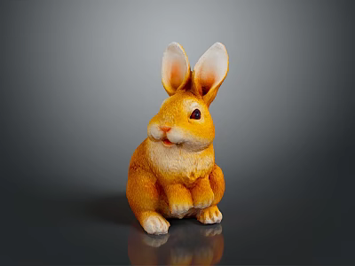 Orange Rabbit Plush Toy With Big Ears Sitting On Dark Background 3d model