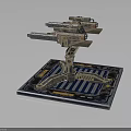 Sci Fi Mechanical Weapon Platform Design Featuring Multi Barrel And Metal Support Structure 3d model