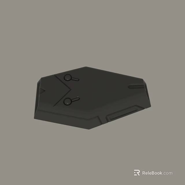 Black Durable Mechanical Device Cover With Geometric Shape And Circular Holes 3d model
