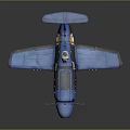 Blue Cartoon Airplane Model With Number 37 Propeller And Decorative Details