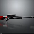 Modern Sniper Rifle With Red White Black Color Scheme Scope And Long Barrel