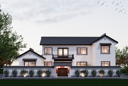 Chinese-style two-story villa 3d model