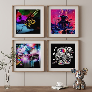 Music Elements Decorative Painting Hanging Painting Combination 3d model