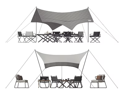 Outdoor Canopy Tent with Sunshade Tables Chairs and Seating Area for Camping 3d model