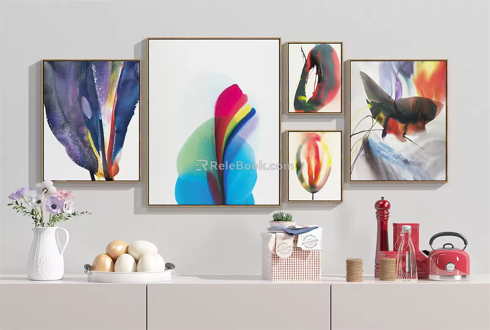 Modern Abstract Painting Abstract Hanging Painting Combination Ornaments 3d model