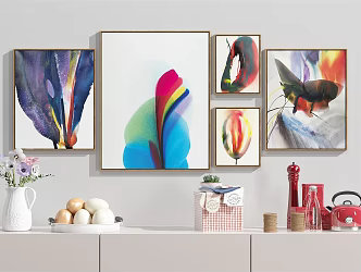 Modern Abstract Painting Abstract Hanging Painting Combination Ornaments 3d model