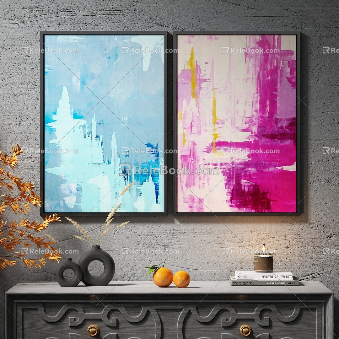 Modern Simple Light Luxury Hanging Painting Decorative Painting Abstract Painting Art Painting 3d model