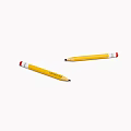 Two Yellow Pencils with Red Eraser Tips on White Background