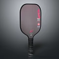 Durable Pickleball Paddle With Black Frame Dark Surface Red Logo And Wrapped Handle
