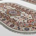 Traditional Pattern Round Rug With Fringe Edges And Multicolor Design Showcasing Square Rectangular Styles 3d model
