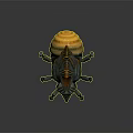 Beetle Insect Sculpture With Green Yellow Body Red Eyes And Detailed Artistic Design