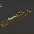 Military Submarine Weapon System With Gray Hull Red Bottom And Periscope