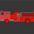 Red Fire Truck Model Featuring Detailed Ladder Wheels And Reflective Surface 3d model