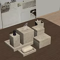 Modern Minimal Bathroom Accessories Set With Marble Soap Dispenser Tissue Box And Tray