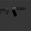 Modern Assault Rifle with High Capacity Magazine and Two Bullets in Studio Lighting