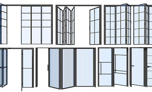 Modern folding door glass folding door glass sliding door partition sliding door 3d model