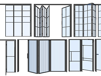 Modern folding door glass folding door glass sliding door partition sliding door 3d model