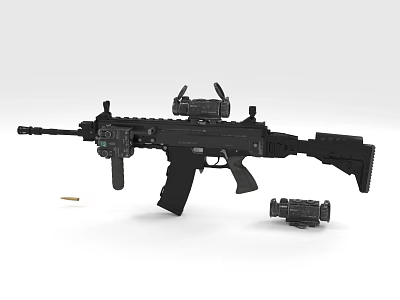 Modern Tactical Rifle with Scope Attachment and Ammunition Shell 3d model Modern Tactical Rifle with Scope Attachment and Ammunition Shell 3d model