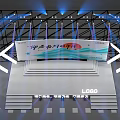Event Stage With Colorful Lighting And Branded Backdrop