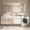 Modern Minimalist Bathroom Cabinet With Mirror Sink Faucet And Washing Machine