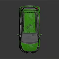 Green Compact Car With Black Wheels In Modern Rendered Style