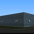 Modern Industrial Factory Building Facade With Glass Curtain Wall Large Windows And Entrance Area
