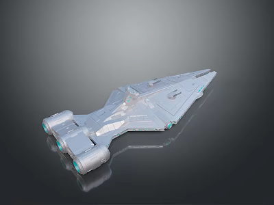 Futuristic Silver Gray Spaceship With Aerodynamic Design Blue Engines And Detailed Structure 3d model