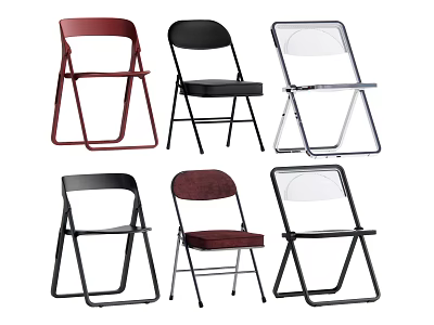 Folding Leisure Chairs in Various Colors with Metal Frame and Different Seat Designs 3d model