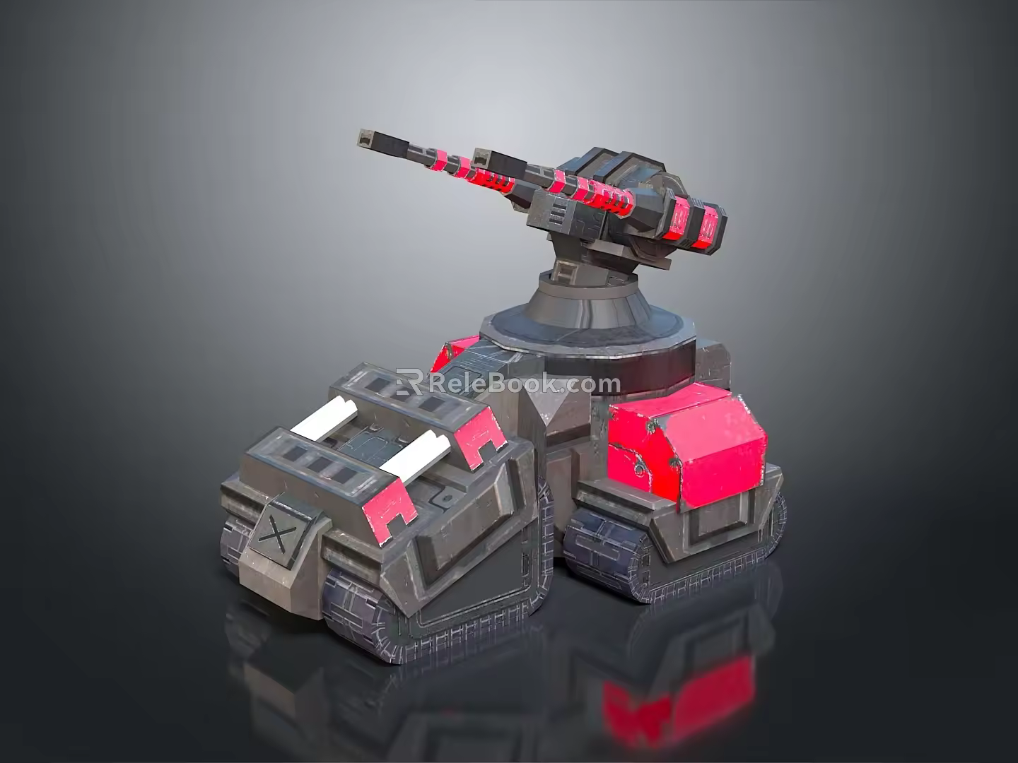 Turret Turntable Railgun Sci-fi Tower Defense Game Tower Defense Sci-fi Turret Game Turret Game Battery 3d model