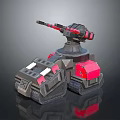 Turret Turntable Railgun Sci-fi Tower Defense Game Tower Defense Sci-fi Turret Game Turret Game Battery 3d model