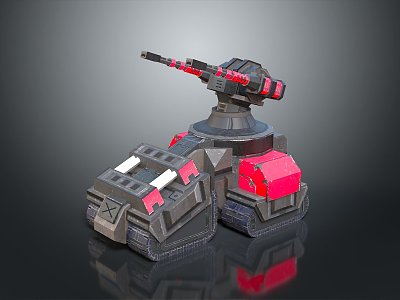 Turret Turntable Railgun Sci-fi Tower Defense Game Tower Defense Sci-fi Turret Game Turret Game Battery 3d model