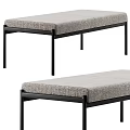 Modern Gray Upholstered Sofa Bench With Metal Frame And Sturdy Legs 3d model
