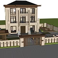 Modern Chinese Style Detached Villa With Courtyard Porch And Fence Exterior Design