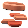 Modern Modular Multi Person Sofa In Blue Orange Curved Fabric Design For Living Room