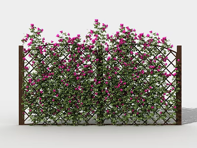 Lush Climbing Vines With Pink Flowers Growing On Decorative Garden Trellis Adding Natural Beauty 3d model