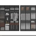 Modern Wardrobe Interior Design With Hanging Clothes Folded Shelves And Storage Boxes 3d model