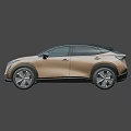 Nissan Ariya Electric SUV Showcasing Sleek Exterior Design Unique Wheels And Solid Brown Background