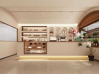 Cozy Dessert Shop Interior With Display Shelves Fresh Pastries And Warm Lighting Decor 3d model