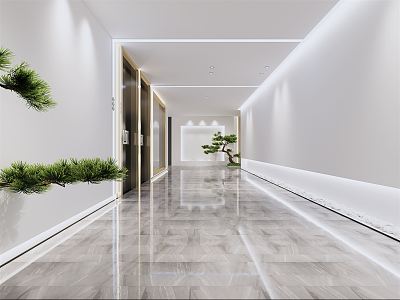 modern aisle minimalist corridor aisle 3d model