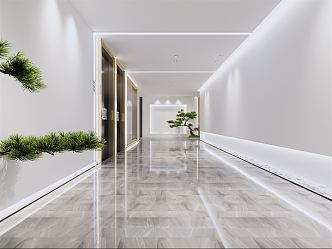 modern aisle minimalist corridor aisle 3d model