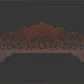 Red Carved Decorative Tray With Intricate Openwork Design And Four Legs