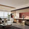 Bright Modern Spacious Executive Office With Large Panoramic Windows And Comfortable Working And Leisure Zones