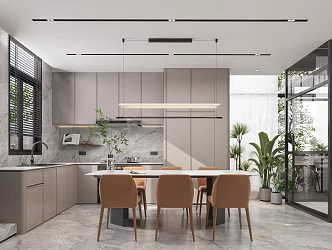 Villa Open Kitchen Restaurant Home Elevator Refrigerator Range Hood 3d model