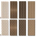 Various Decorative Screens With Geometric Patterns And Gold Brown Textures 3d model