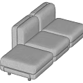 Modern Light Gray Fabric Sectional Sofa With Comfortable Seats And Armrests 3d model
