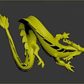 Red Yellow Mythical Dragon with Flaming Accents Sharp Claws and Dynamic 3D Render Design